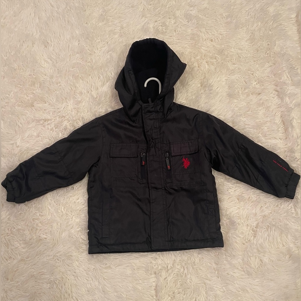 U.S. Polo Assn. Reversible Winter Jacket - Black & Red (Size 3T)